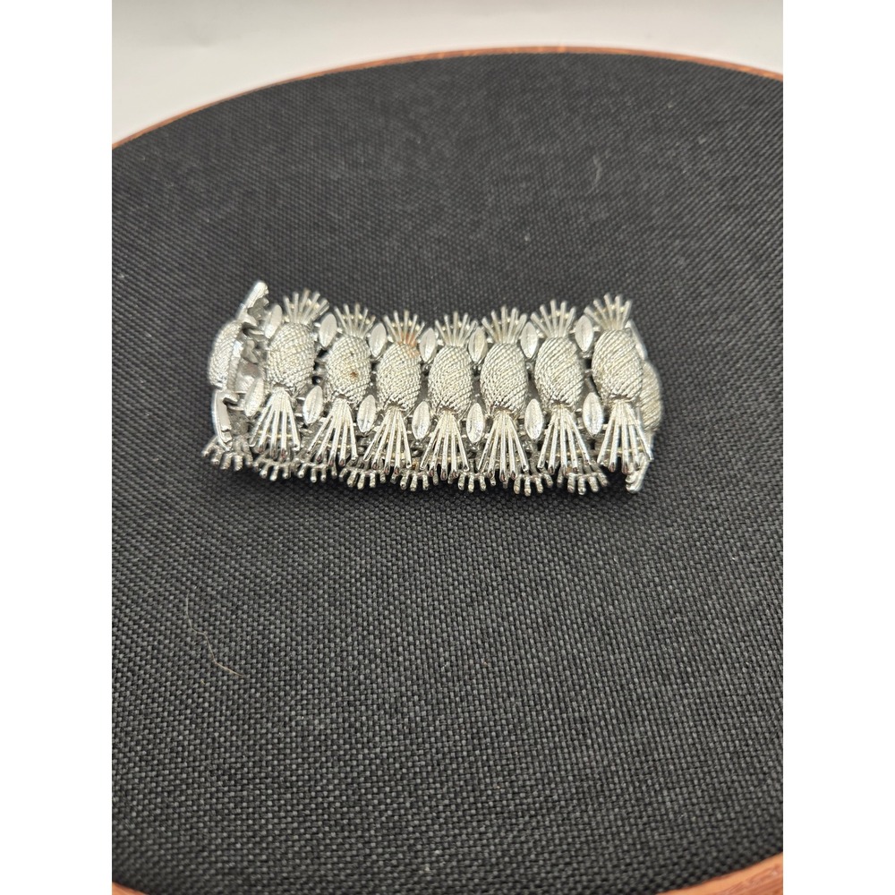 Vintage Sarah Coventry Silver Tone Pineapple Link Bracelet Textured Mid Century
